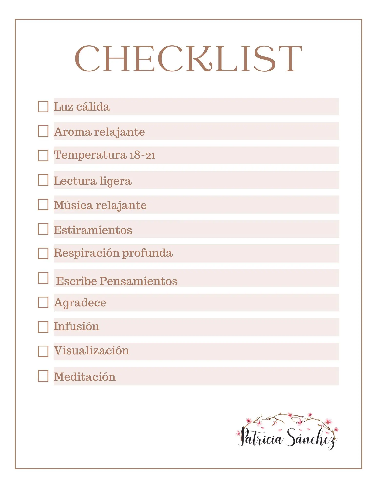 Checklist Rutina sueño
